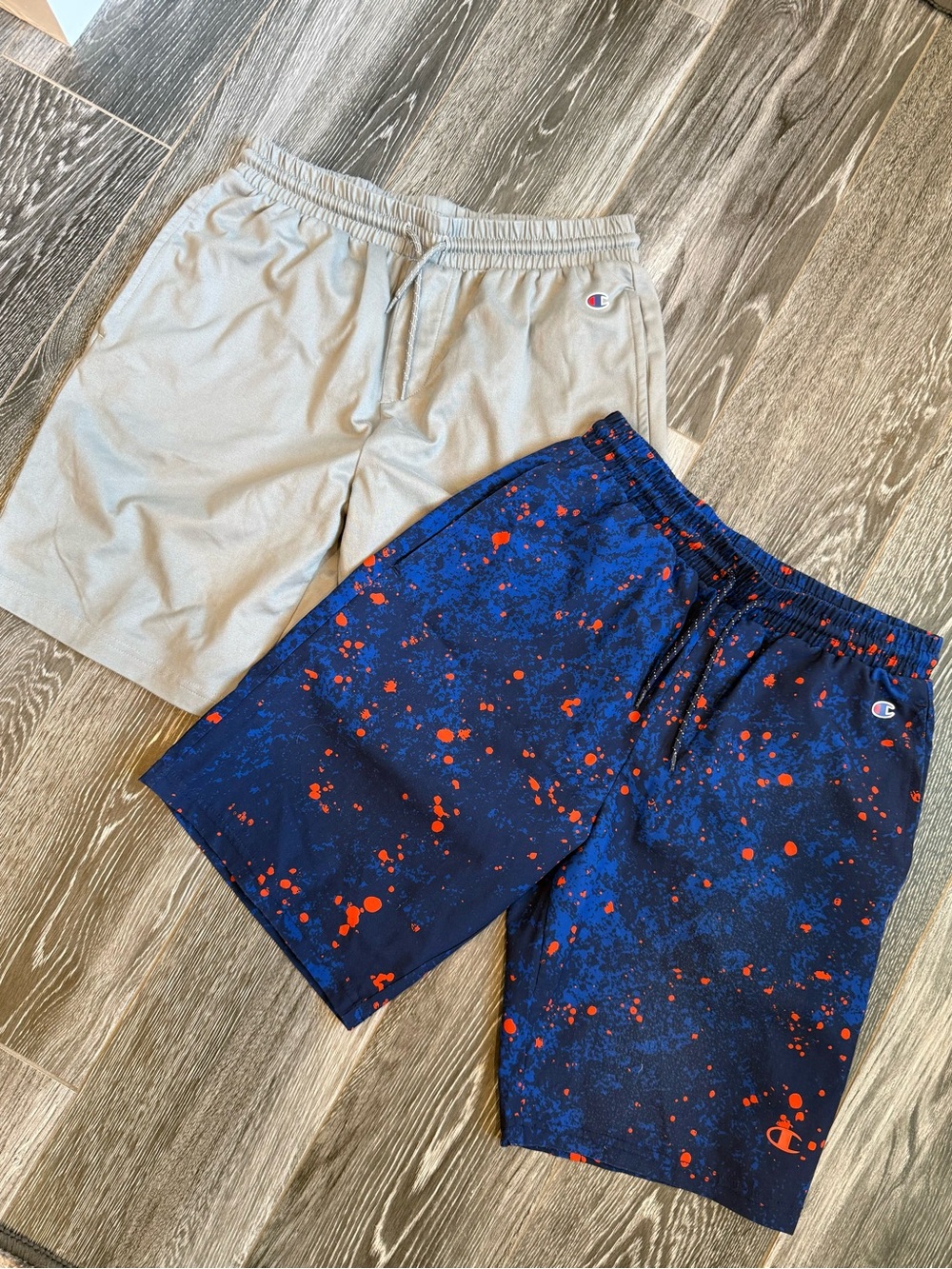 Champion Boys Athletic Shorts - Gray & Navy Paint-Splatter
